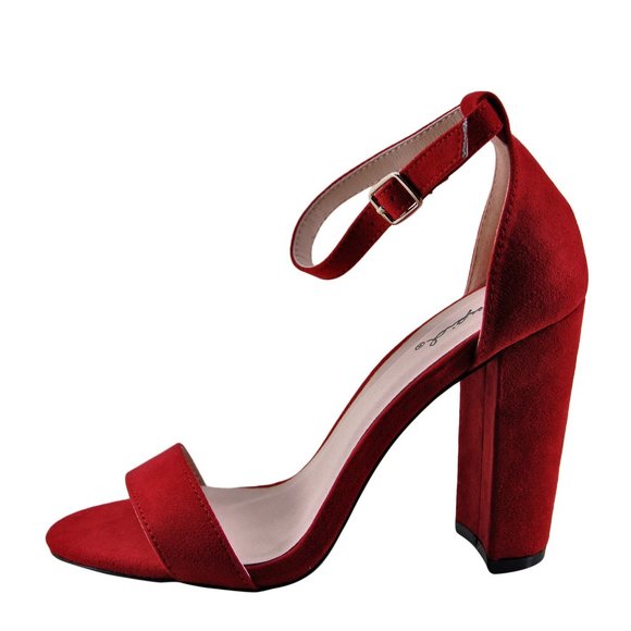 Red Block Heels - Picture 3 of 4